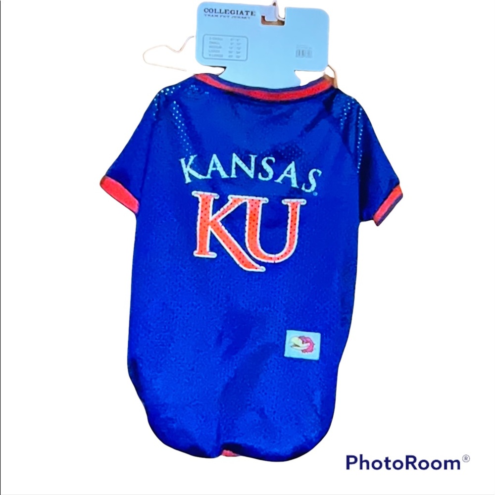 NWT COLLEGIATE TEAM PET JERSEY KANSAS JAYHAWKS SIZE LARGE 20”-24”.